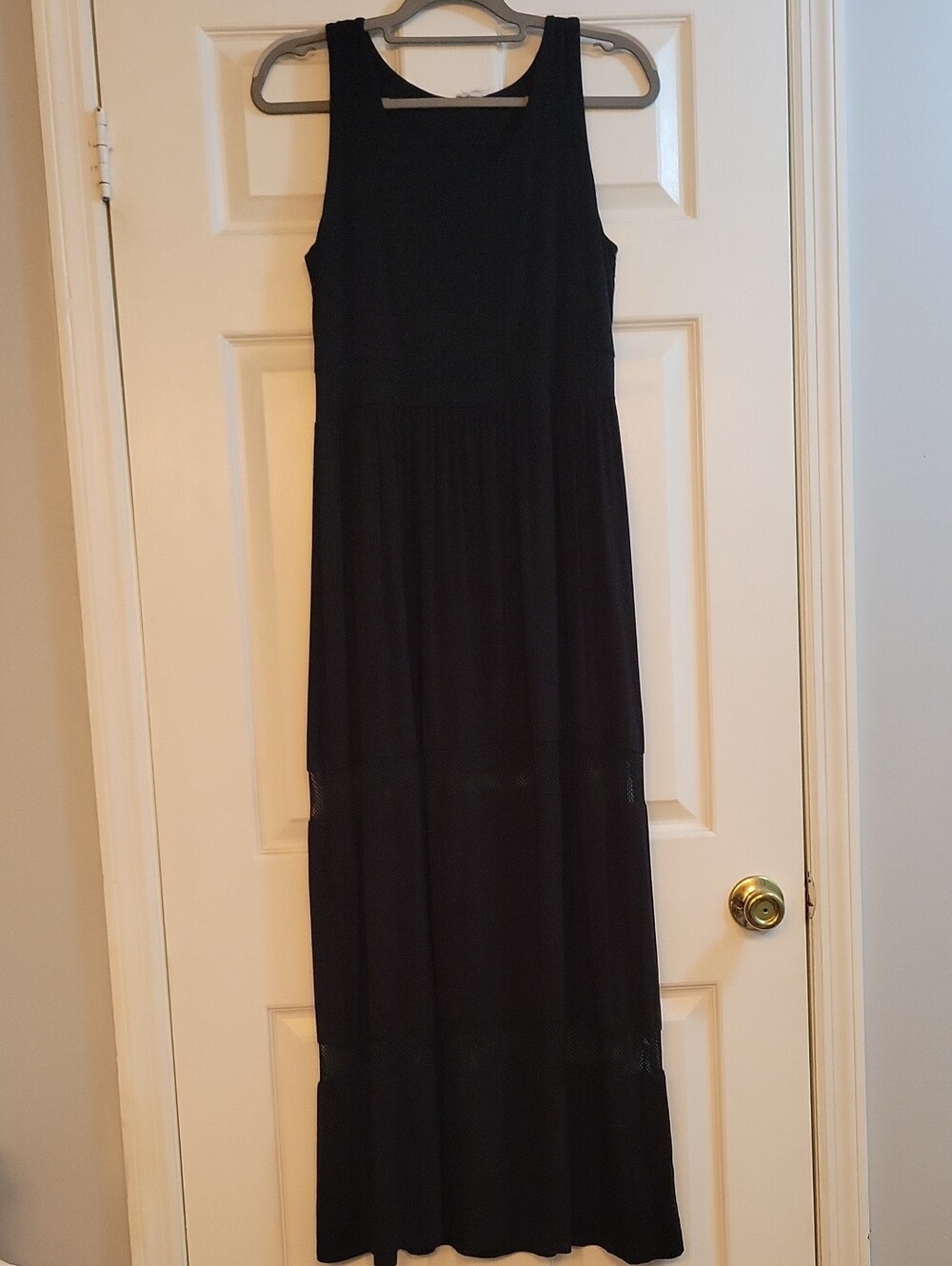 Cable & Gauge Black Sleeveless Tiered Maxi Dress